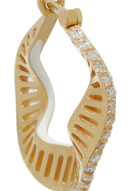 Wave Size 1 Hoop Earrings, 18k Yellow Gold, White Enamel & Diamonds